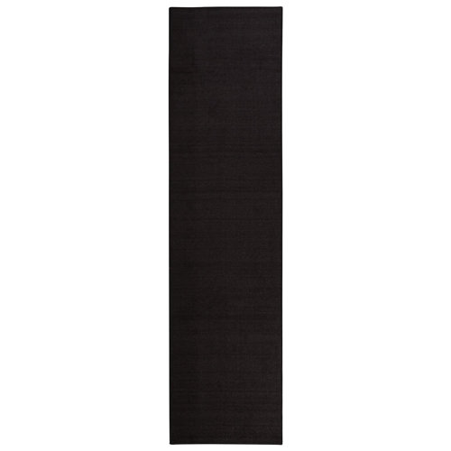 Winston Porter Rhianne Machine Washable NonSlip Solid Black Runner Rug